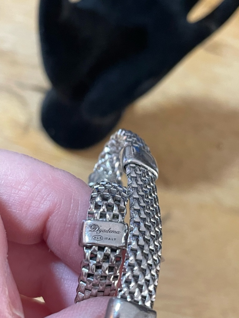 Dyadema Italy Sterling Silver stretch bracelet five station chain mesh 6.25 inch - Picture 5 of 15